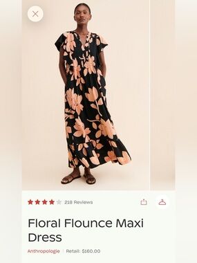 Anthropologie Maeve Black Dress with Peach Accent